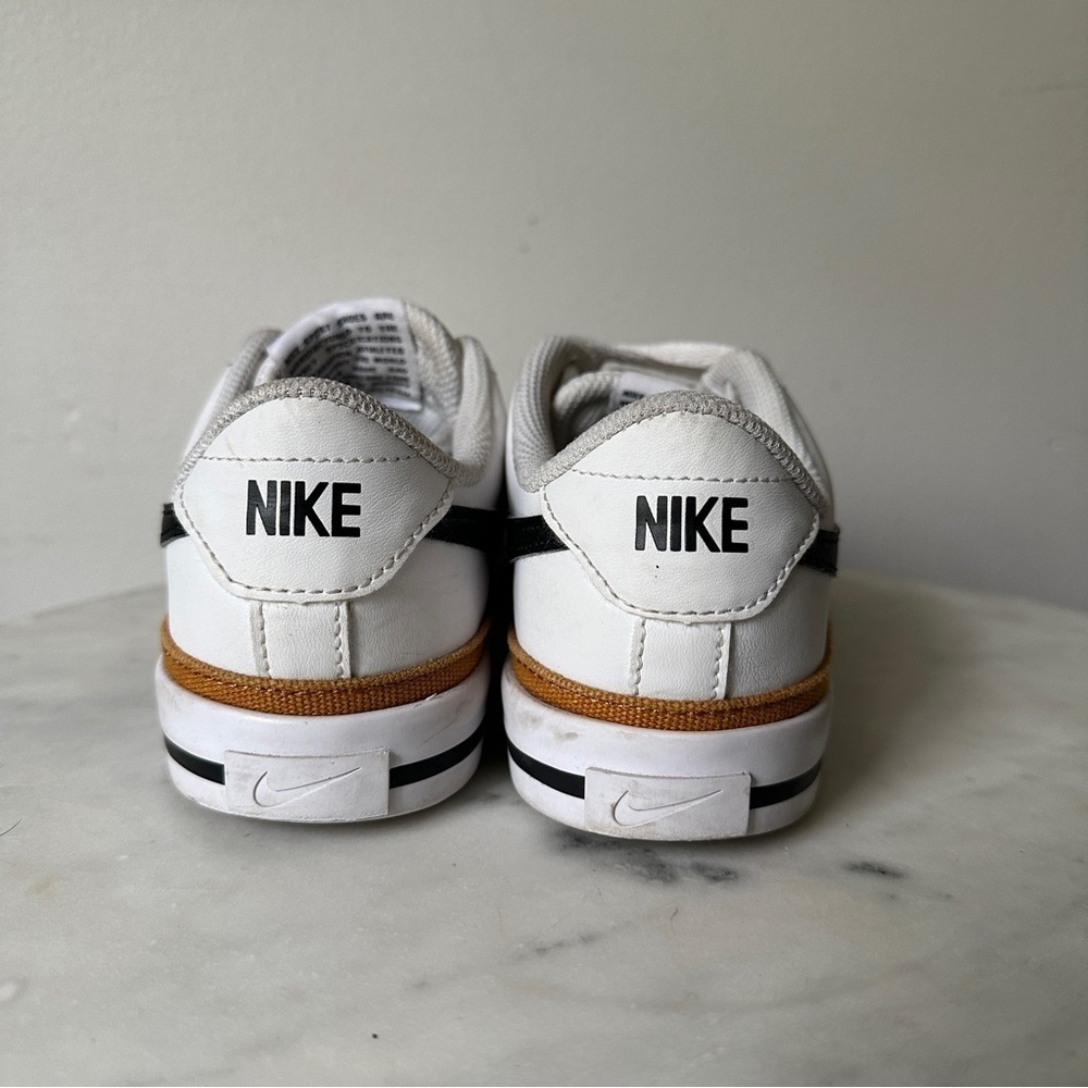 Nike Court Legacy 3.5Y White Sneakers with Black Swoosh and Brown Accents - Picture 5 of 8